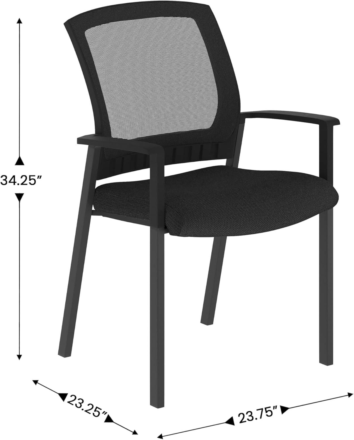 imageFlash Furniture Hercules Commercial Stacking Side Chair for Lobby or Reception Use with Breathable Mesh Backrest and Powder Coated Steel Frame with Armrests in Black