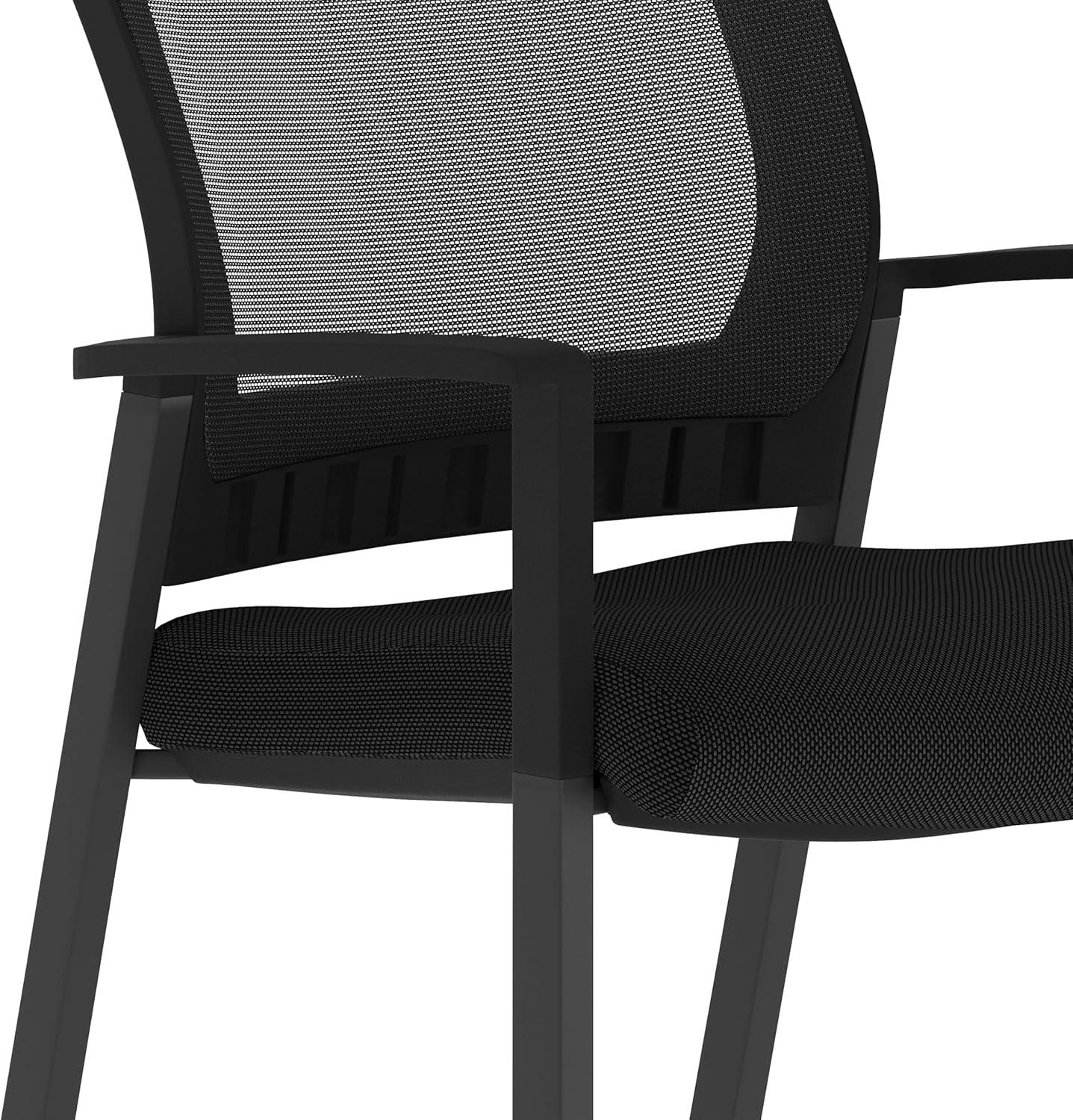 imageFlash Furniture Hercules Commercial Stacking Side Chair for Lobby or Reception Use with Breathable Mesh Backrest and Powder Coated Steel Frame with Armrests in Black
