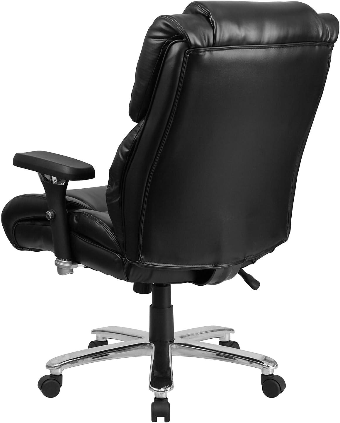 imageFlash Furniture Hercules Series 247 Intensive Use LeatherSoft Swivel Office Chair Ergonomic HighBack Executive Chair with Padded SeatArms BlackBlack Leathersoft
