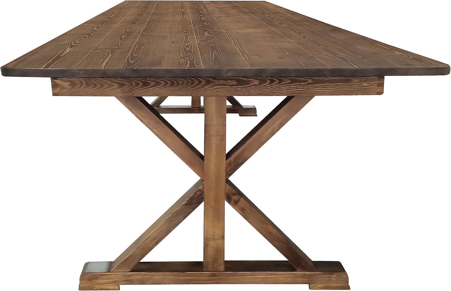 imageFlash Furniture Hercules Series 7 x 40quot Rustic Solid Pine Folding Dining Table Rectangular Antique Farmhouse Dining and Event Extension TableAntique Rustic