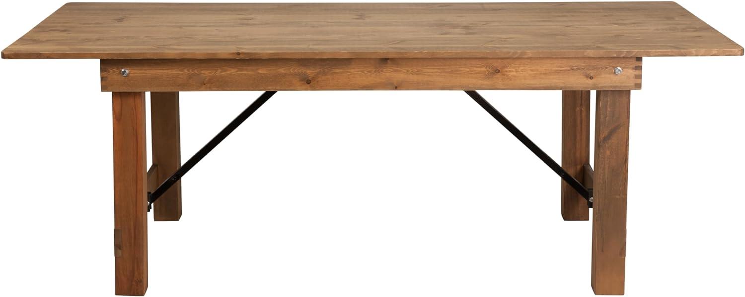 imageFlash Furniture Hercules Series 7 x 40quot Rustic Solid Pine Folding Dining Table Rectangular Antique Farmhouse Dining and Event Extension TableAntique Rustic