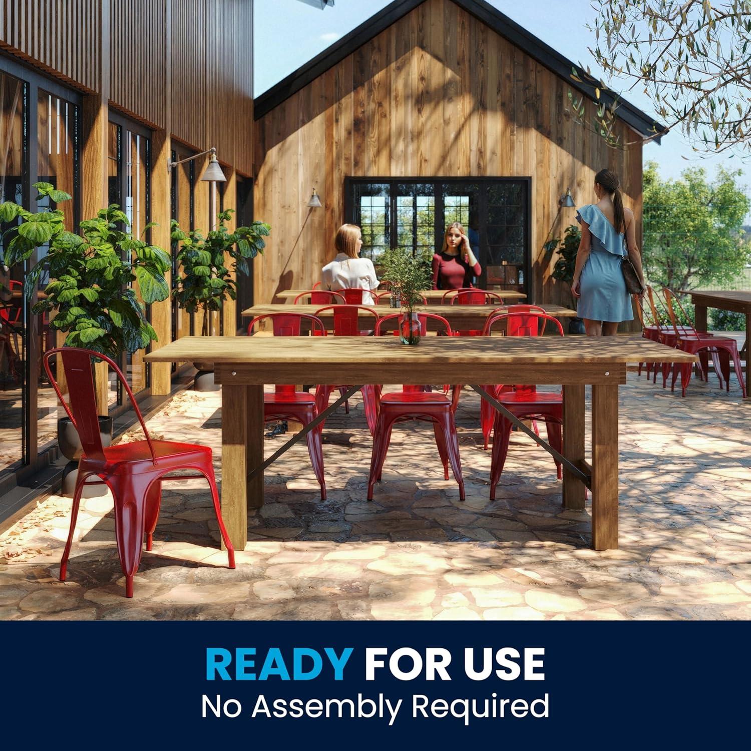 imageFlash Furniture Hercules Series 7 x 40quot Rustic Solid Pine Folding Dining Table Rectangular Antique Farmhouse Dining and Event Extension TableAntique Rustic