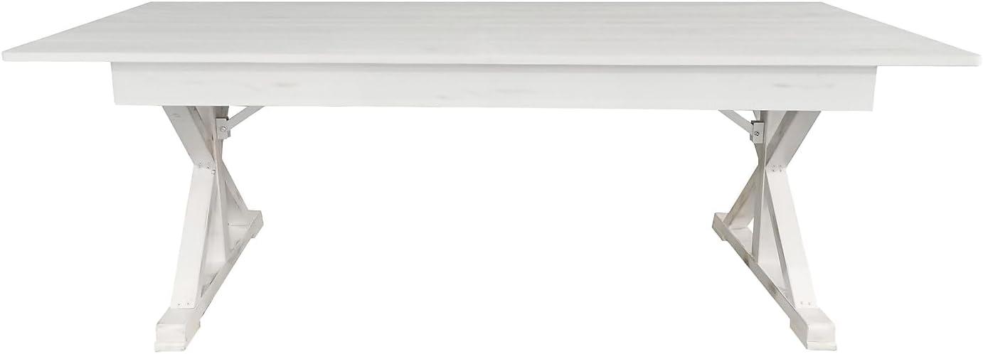 imageFlash Furniture Hercules Series 7 x 40quot Rustic Solid Pine Folding Dining Table Rectangular Antique Farmhouse Dining and Event Extension TableAntique Rustic White
