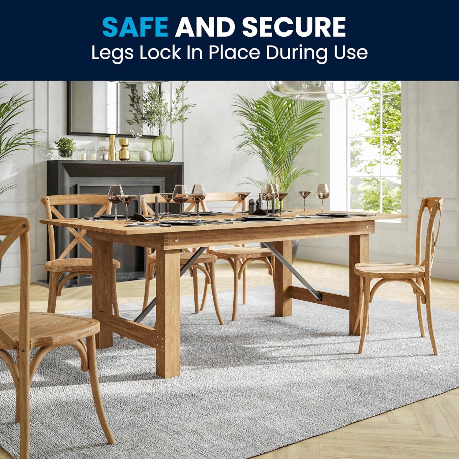 imageFlash Furniture Hercules Series 7 x 40quot Rustic Solid Pine Folding Dining Table Rectangular Antique Farmhouse Dining and Event Extension TableAntique Rustic