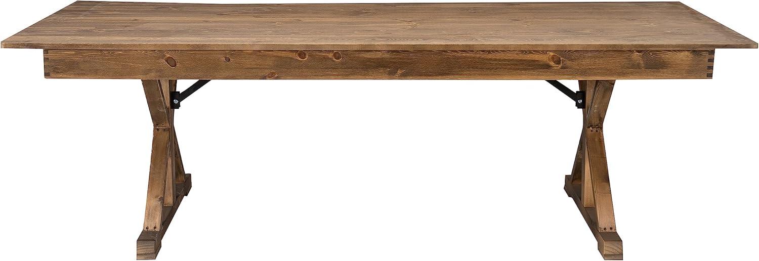 imageFlash Furniture Hercules Series 7 x 40quot Rustic Solid Pine Folding Dining Table Rectangular Antique Farmhouse Dining and Event Extension TableAntique Rustic