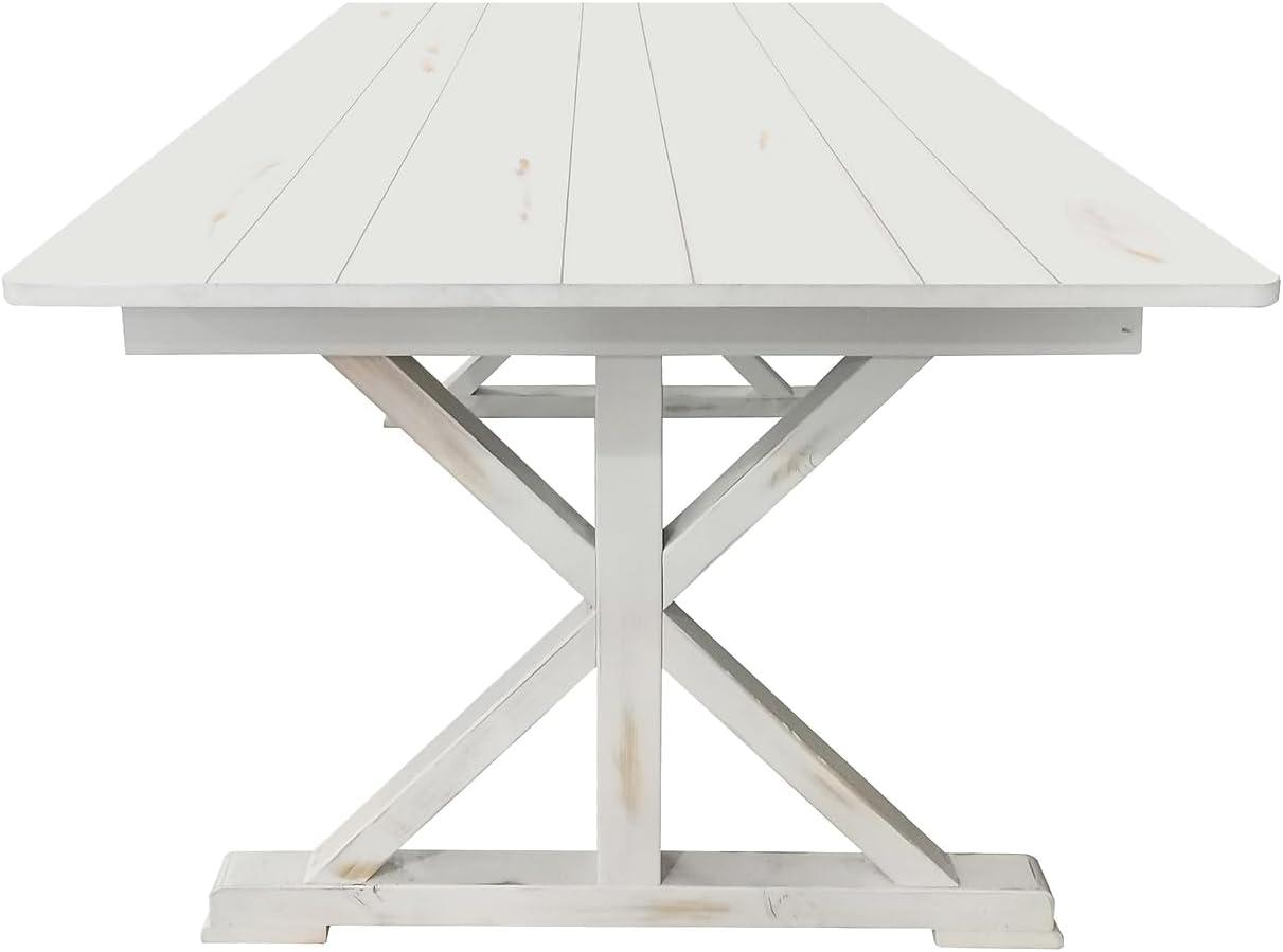 imageFlash Furniture Hercules Series 7 x 40quot Rustic Solid Pine Folding Dining Table Rectangular Antique Farmhouse Dining and Event Extension TableAntique Rustic White