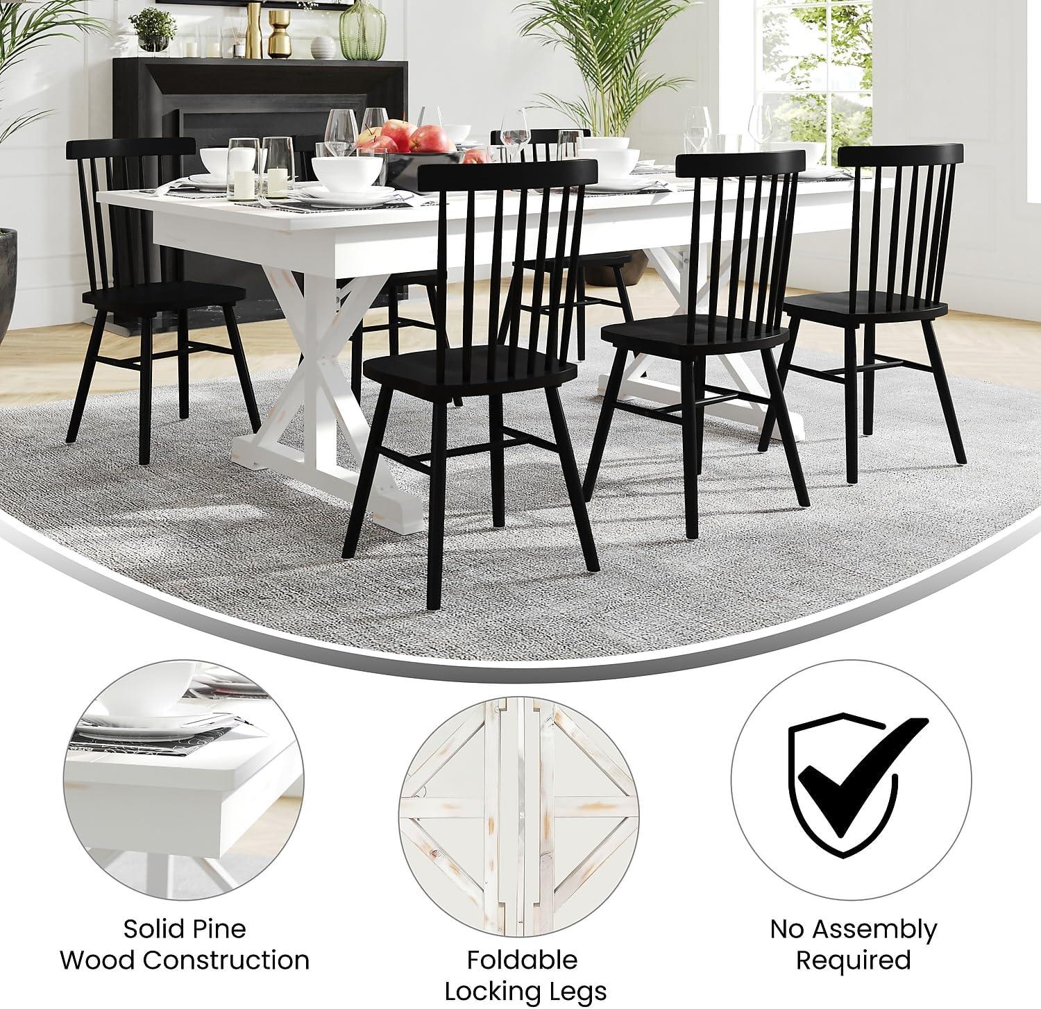 imageFlash Furniture Hercules Series 7 x 40quot Rustic Solid Pine Folding Dining Table Rectangular Antique Farmhouse Dining and Event Extension TableAntique Rustic White