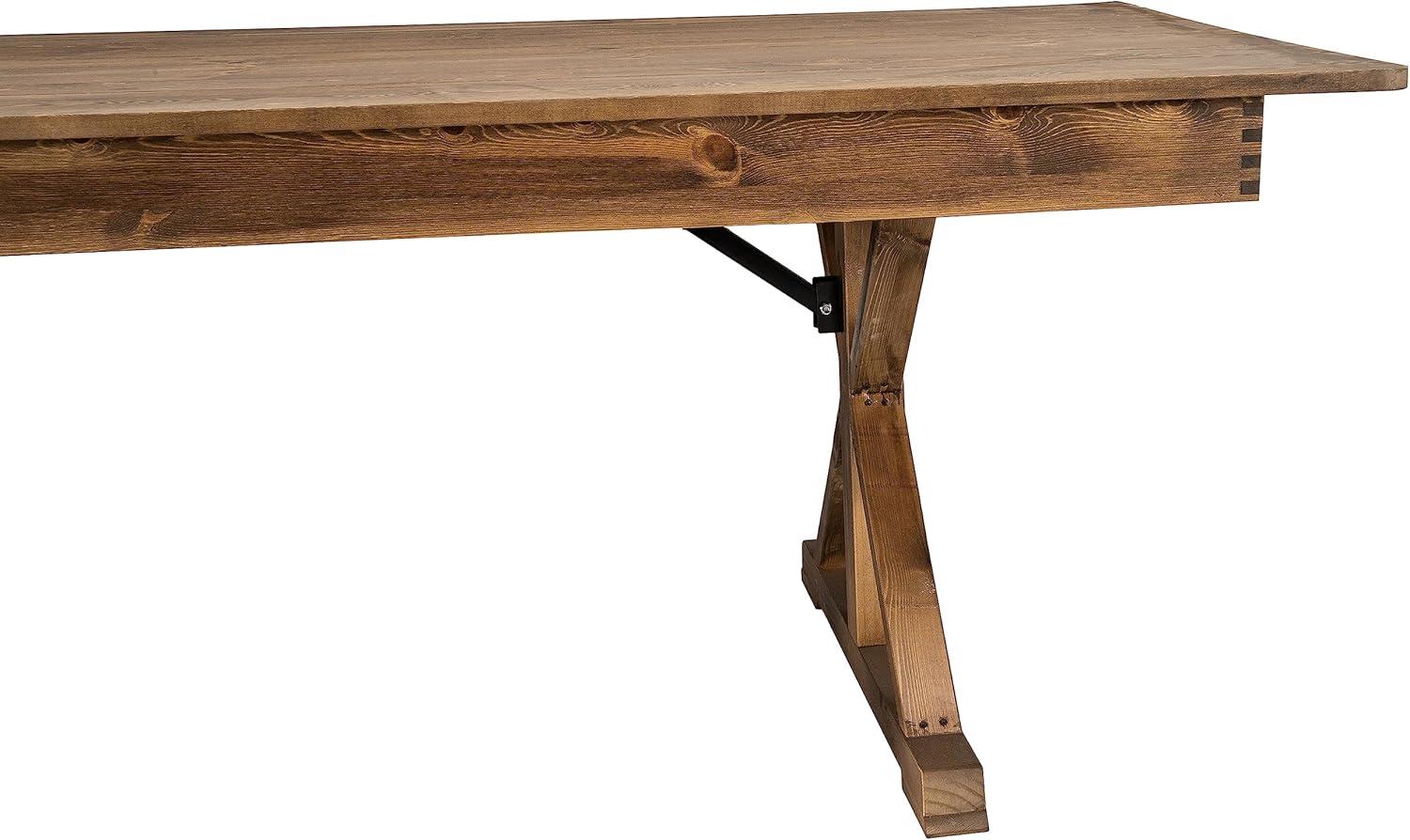 imageFlash Furniture Hercules Series 7 x 40quot Rustic Solid Pine Folding Dining Table Rectangular Antique Farmhouse Dining and Event Extension TableAntique Rustic