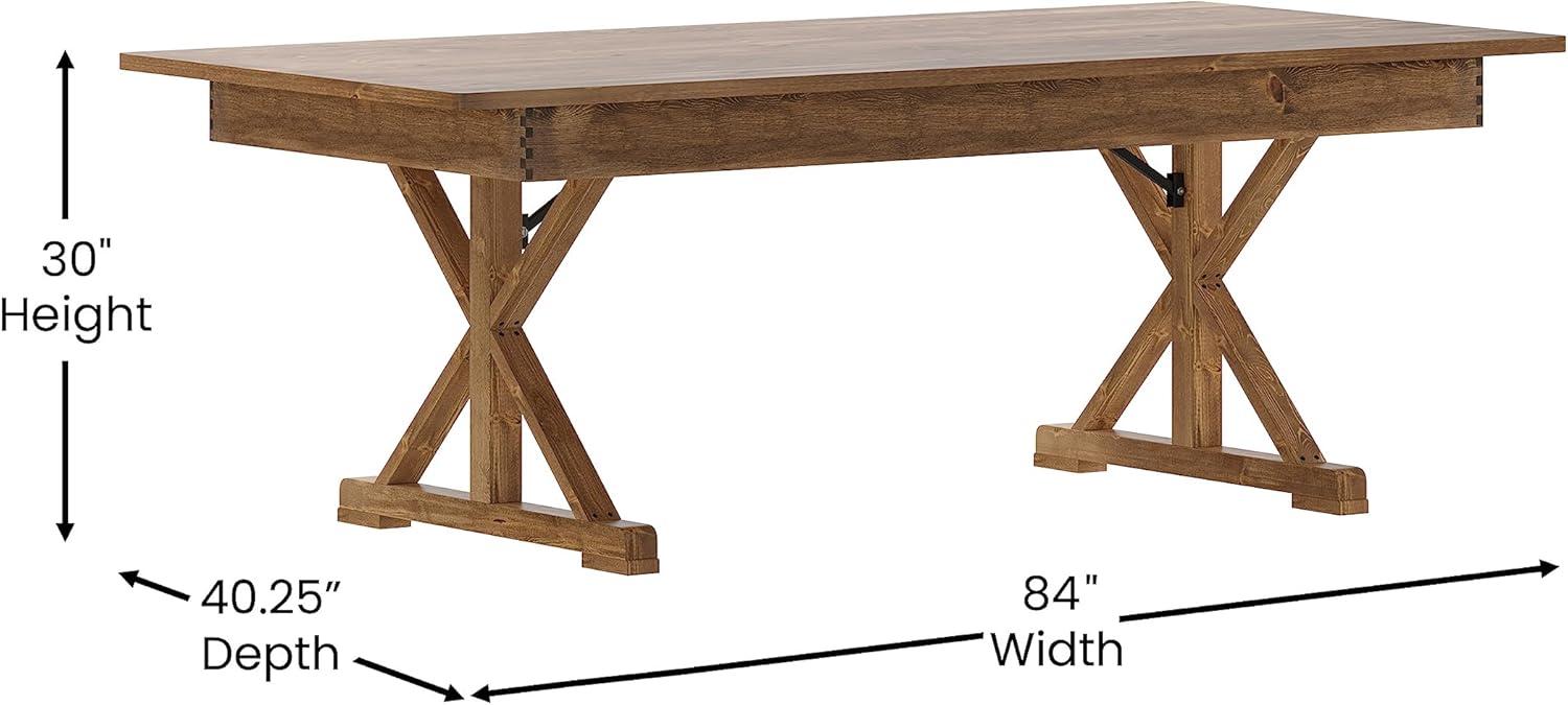 imageFlash Furniture Hercules Series 7 x 40quot Rustic Solid Pine Folding Dining Table Rectangular Antique Farmhouse Dining and Event Extension TableAntique Rustic