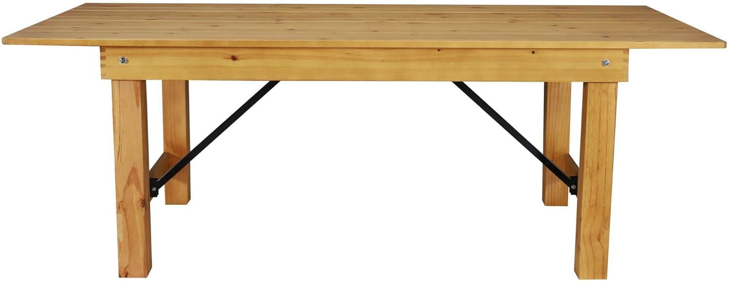 imageFlash Furniture Hercules Series 7 x 40quot Rustic Solid Pine Folding Dining Table Rectangular Antique Farmhouse Dining and Event Extension TableLight Natural