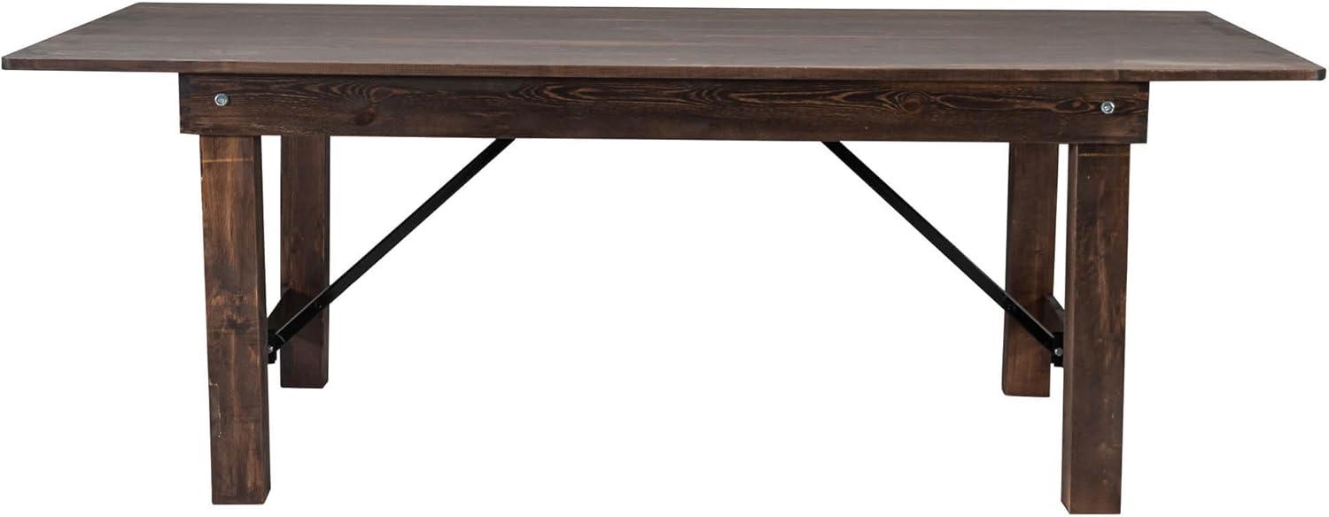 imageFlash Furniture Hercules Series 7 x 40quot Rustic Solid Pine Folding Dining Table Rectangular Antique Farmhouse Dining and Event Extension TableMahogany