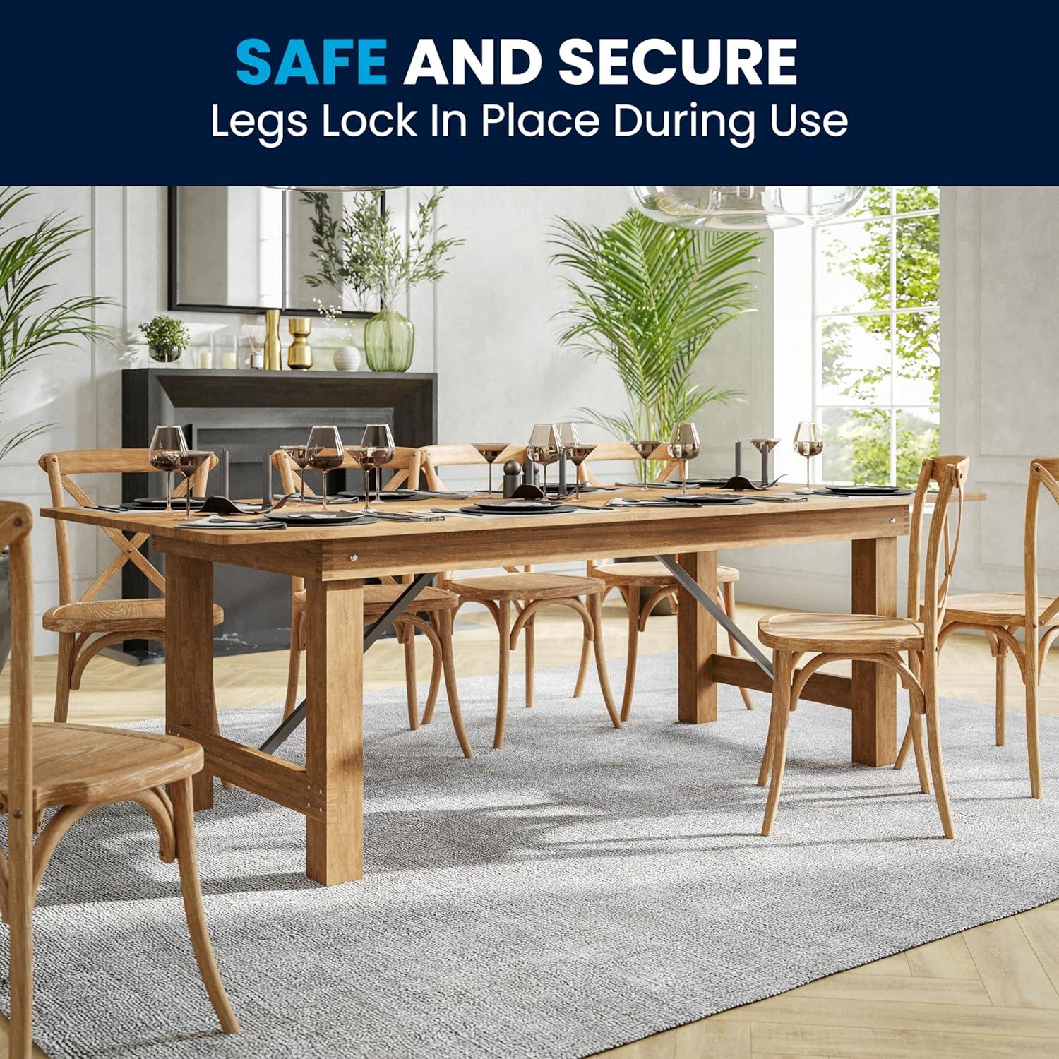 imageFlash Furniture Hercules Series 8 x 40quot Rustic Solid Pine Folding Dining Table Rectangular Antique Farmhouse Dining and Event Extension TableAntique Rustic