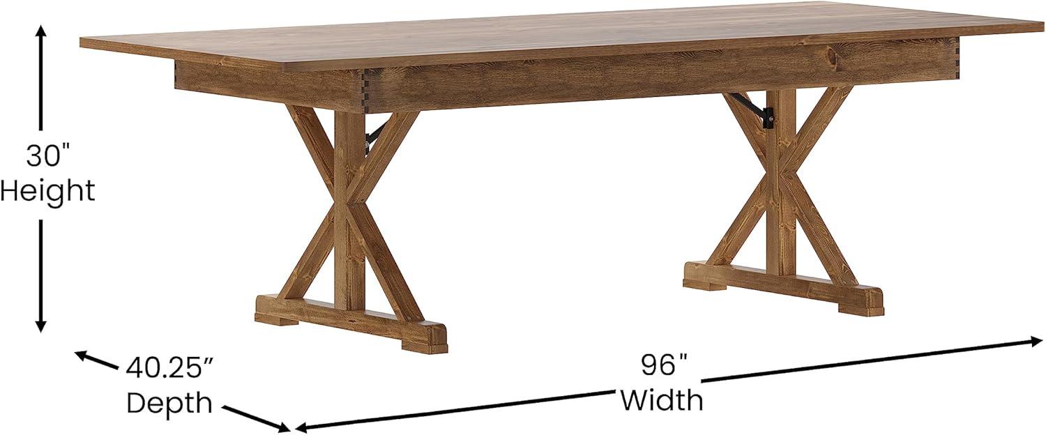 imageFlash Furniture Hercules Series 8 x 40quot Rustic Solid Pine Folding Dining Table Rectangular Antique Farmhouse Dining and Event Extension TableAntique Rustic