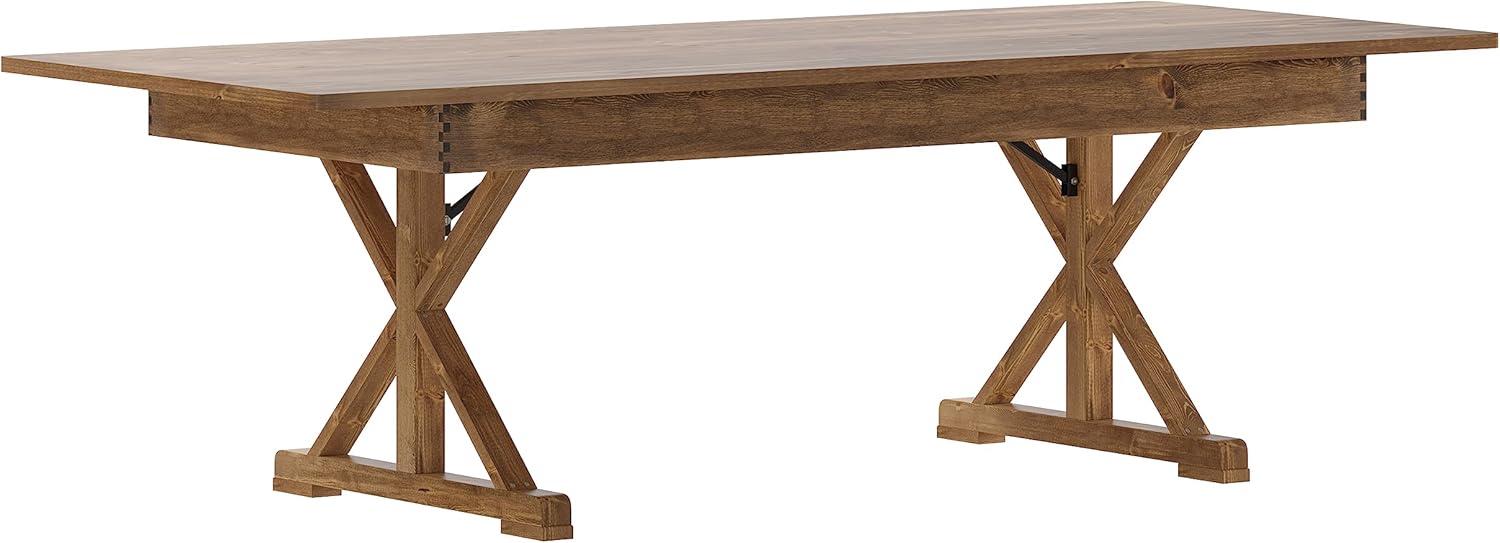 imageFlash Furniture Hercules Series 8 x 40quot Rustic Solid Pine Folding Dining Table Rectangular Antique Farmhouse Dining and Event Extension TableAntique Rustic