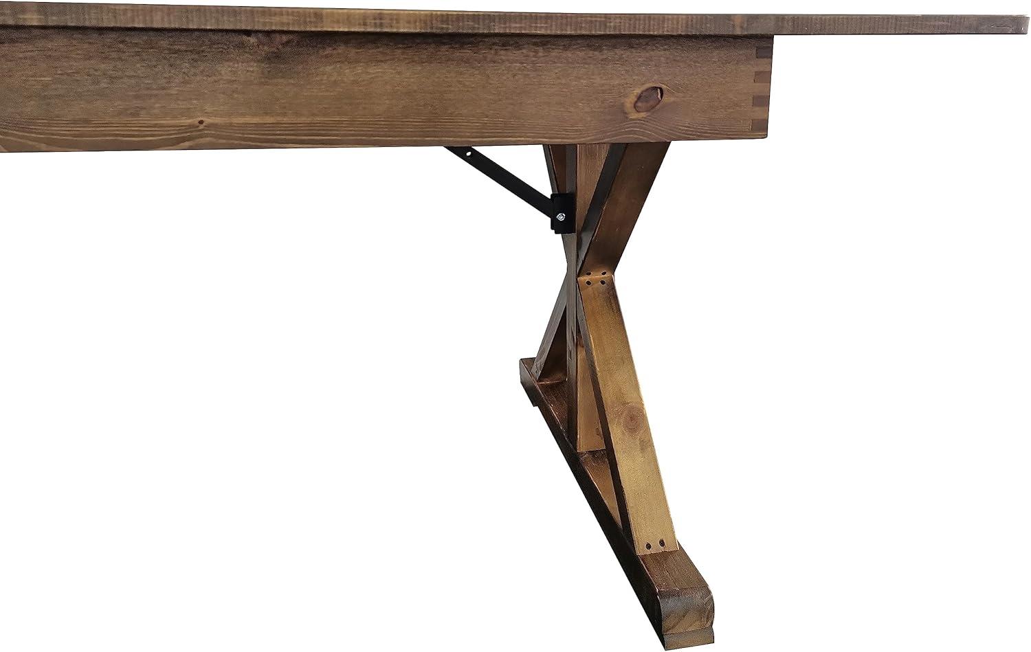 imageFlash Furniture Hercules Series 8 x 40quot Rustic Solid Pine Folding Dining Table Rectangular Antique Farmhouse Dining and Event Extension TableAntique Rustic