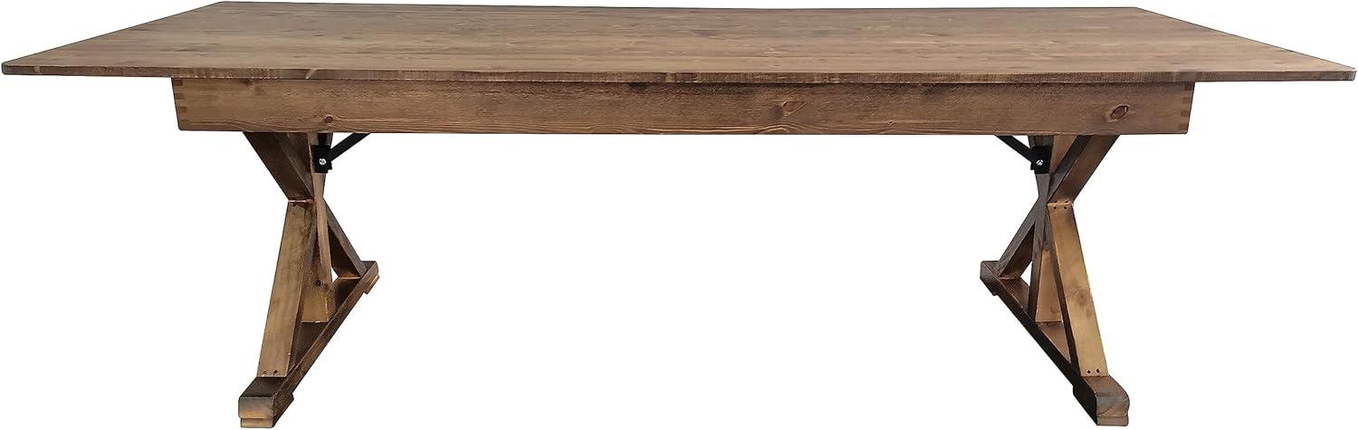 imageFlash Furniture Hercules Series 8 x 40quot Rustic Solid Pine Folding Dining Table Rectangular Antique Farmhouse Dining and Event Extension TableAntique Rustic