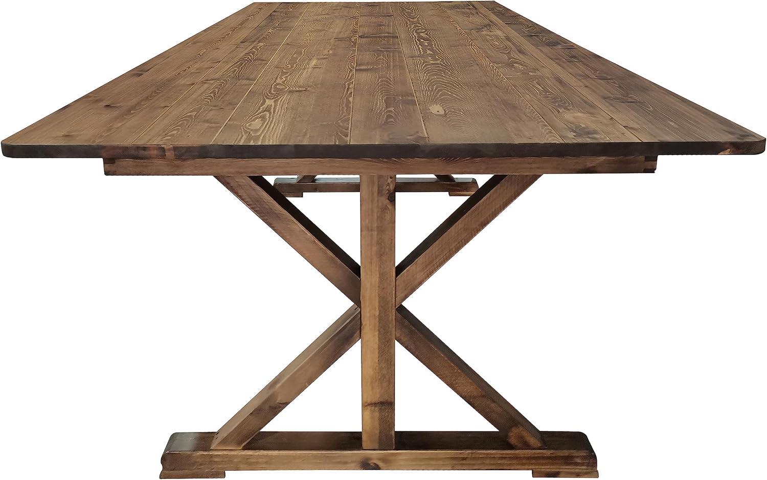 imageFlash Furniture Hercules Series 8 x 40quot Rustic Solid Pine Folding Dining Table Rectangular Antique Farmhouse Dining and Event Extension TableAntique Rustic