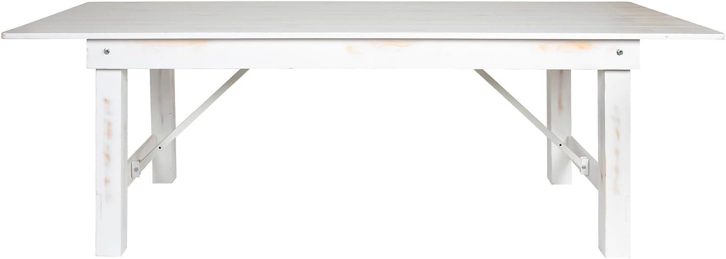 imageFlash Furniture Hercules Series 8 x 40quot Rustic Solid Pine Folding Dining Table Rectangular Antique Farmhouse Dining and Event Extension TableAntique Rustic White