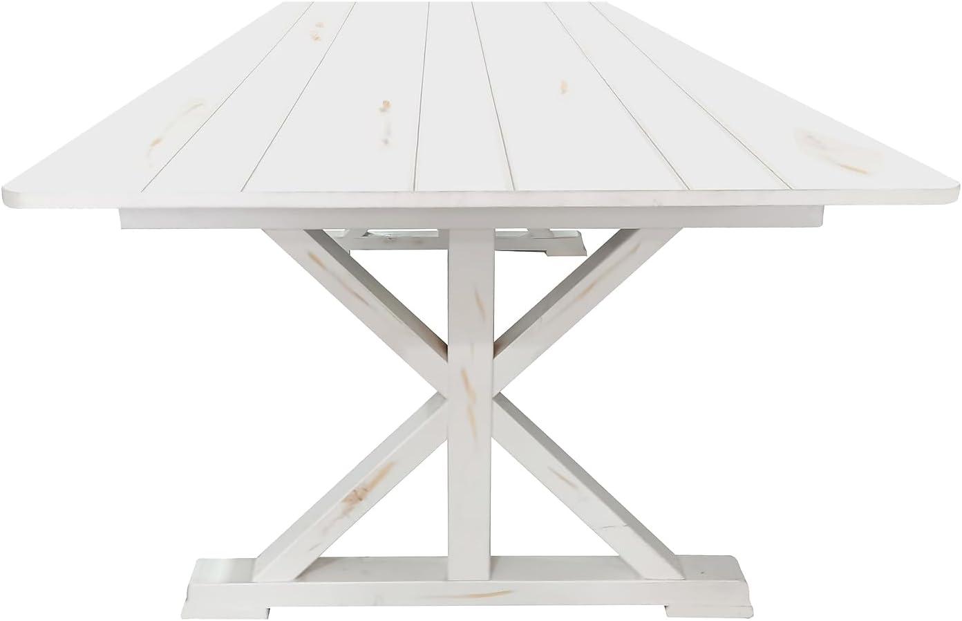 imageFlash Furniture Hercules Series 8 x 40quot Rustic Solid Pine Folding Dining Table Rectangular Antique Farmhouse Dining and Event Extension TableAntique Rustic White