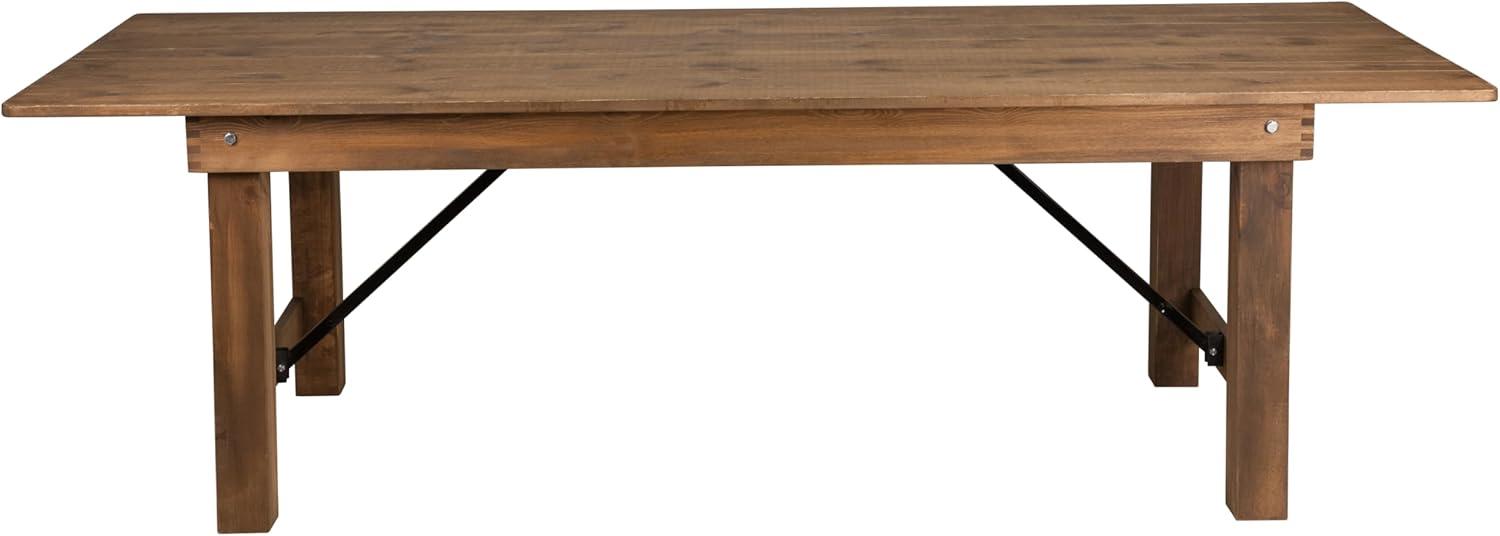 imageFlash Furniture Hercules Series 8 x 40quot Rustic Solid Pine Folding Dining Table Rectangular Antique Farmhouse Dining and Event Extension TableAntique Rustic