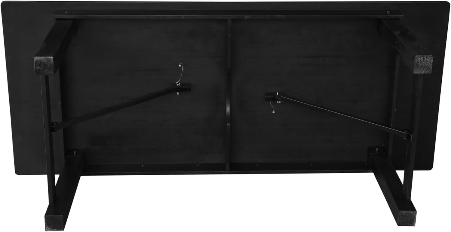 imageFlash Furniture Hercules Series 8 x 40quot Rustic Solid Pine Folding Dining Table Rectangular Antique Farmhouse Dining and Event Extension TableBlack Wash