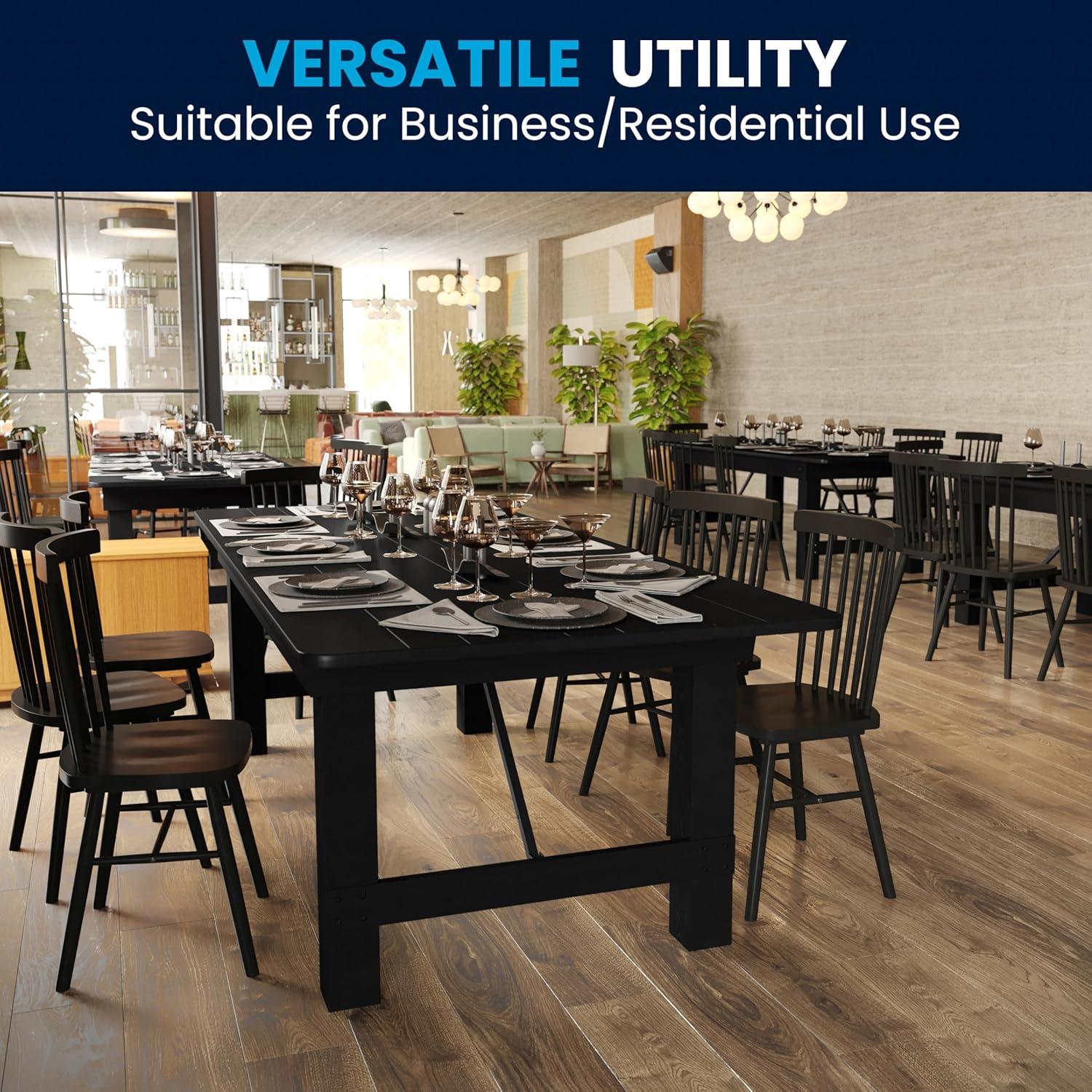 imageFlash Furniture Hercules Series 8 x 40quot Rustic Solid Pine Folding Dining Table Rectangular Antique Farmhouse Dining and Event Extension TableBlack Wash