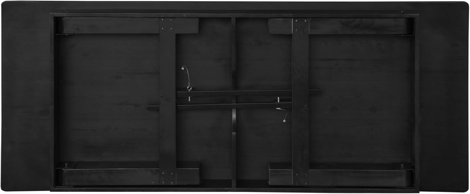 imageFlash Furniture Hercules Series 8 x 40quot Rustic Solid Pine Folding Dining Table Rectangular Antique Farmhouse Dining and Event Extension TableBlack Wash