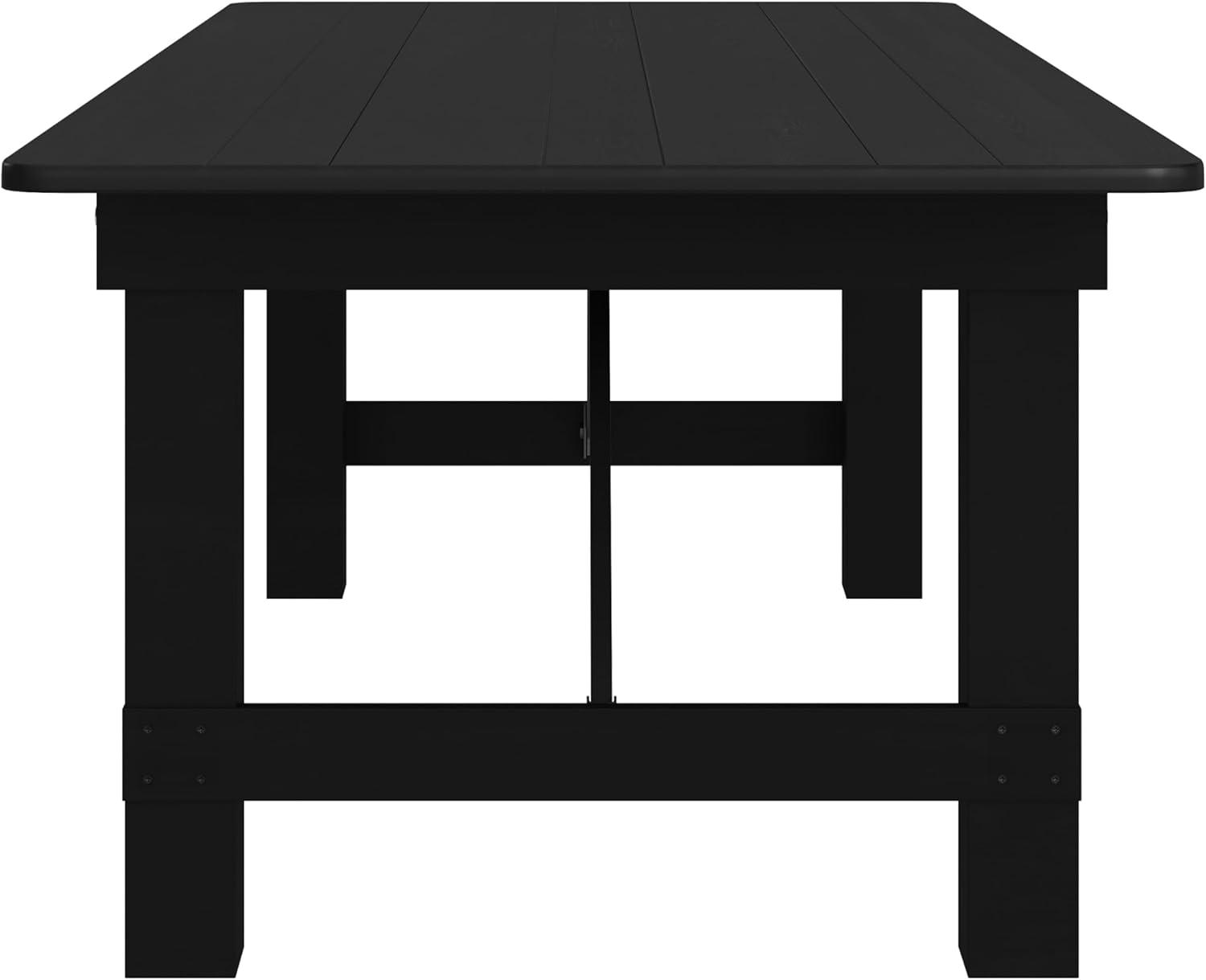imageFlash Furniture Hercules Series 8 x 40quot Rustic Solid Pine Folding Dining Table Rectangular Antique Farmhouse Dining and Event Extension TableBlack Wash