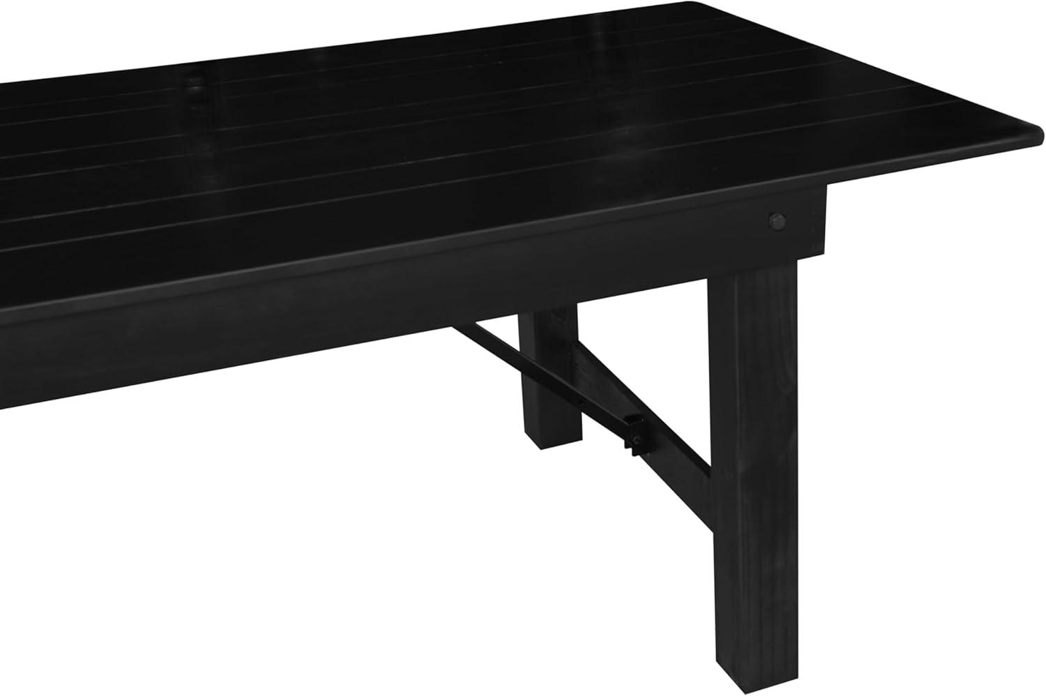 imageFlash Furniture Hercules Series 8 x 40quot Rustic Solid Pine Folding Dining Table Rectangular Antique Farmhouse Dining and Event Extension TableBlack Wash
