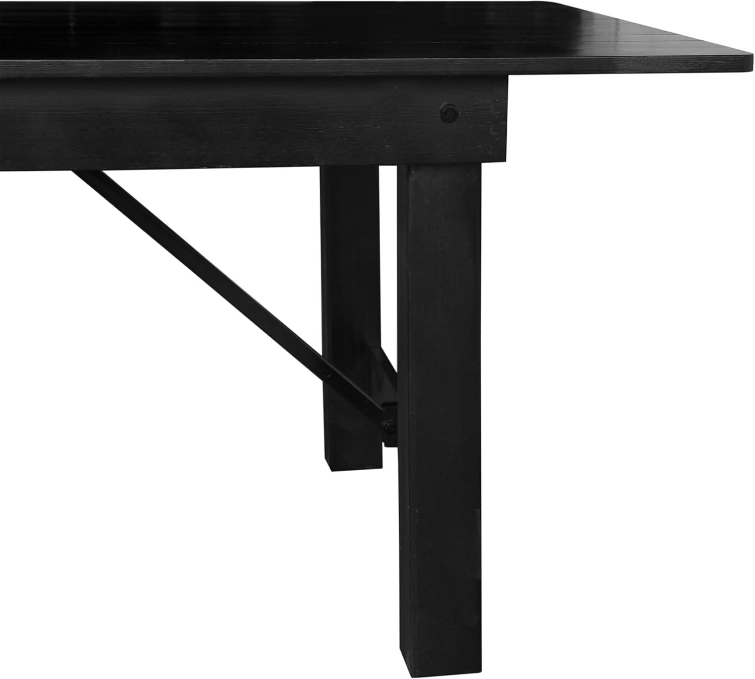 imageFlash Furniture Hercules Series 8 x 40quot Rustic Solid Pine Folding Dining Table Rectangular Antique Farmhouse Dining and Event Extension TableBlack Wash