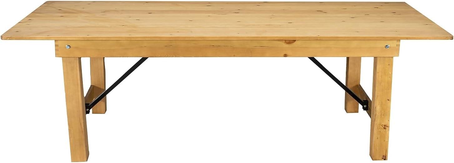 imageFlash Furniture Hercules Series 8 x 40quot Rustic Solid Pine Folding Dining Table Rectangular Antique Farmhouse Dining and Event Extension TableLight Natural