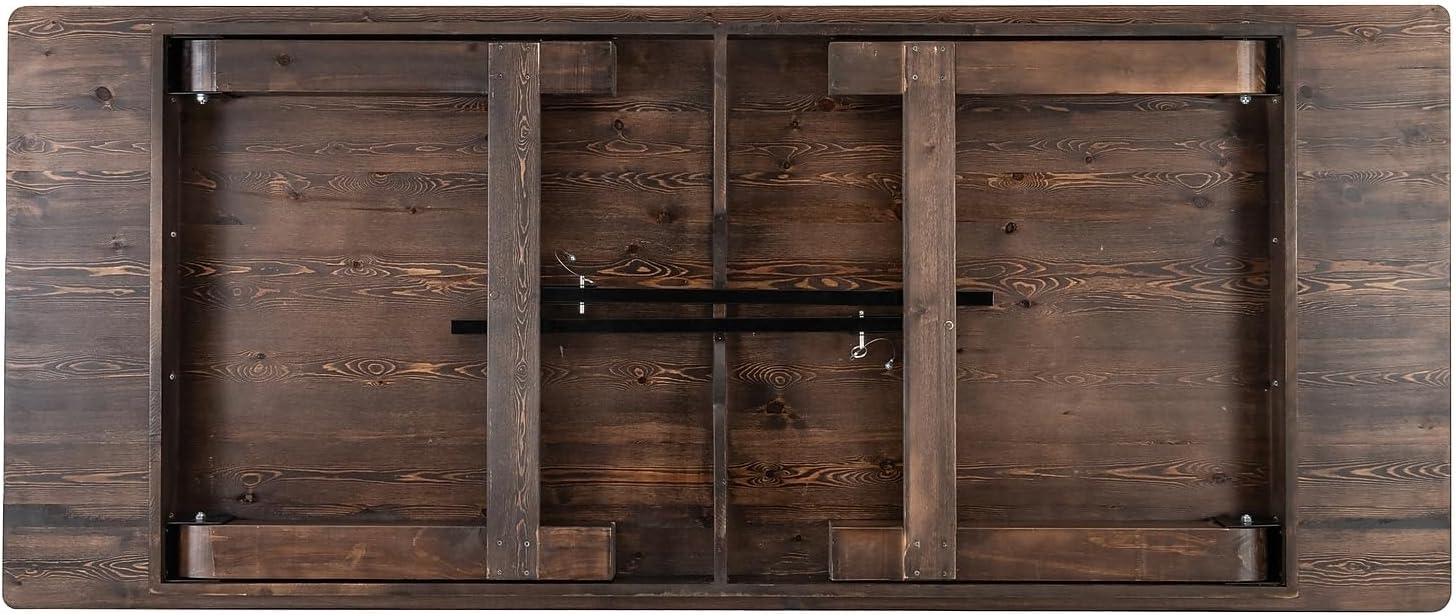 imageFlash Furniture Hercules Series 8 x 40quot Rustic Solid Pine Folding Dining Table Rectangular Antique Farmhouse Dining and Event Extension TableMahogany
