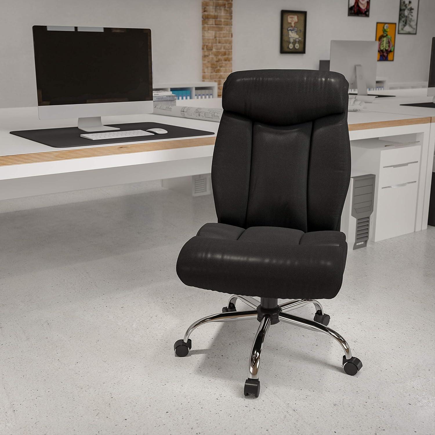 imageFlash Furniture Hercules Series Big ampamp Tall LeatherSoft Swivel Office Chair Ergonomic HighBack Executive Chair with Full Headrest Padded Seat BlackBlack Leathersoft