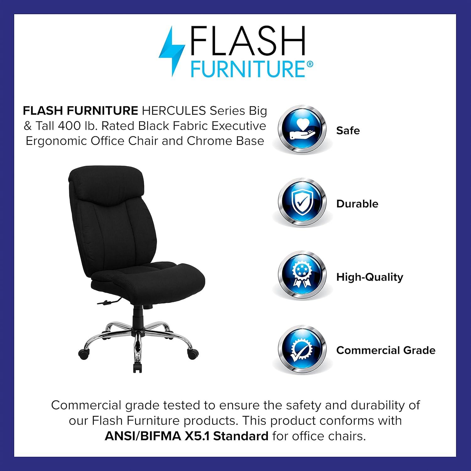 imageFlash Furniture Hercules Series Big ampamp Tall LeatherSoft Swivel Office Chair Ergonomic HighBack Executive Chair with Full Headrest Padded Seat BlackBlack Fabric