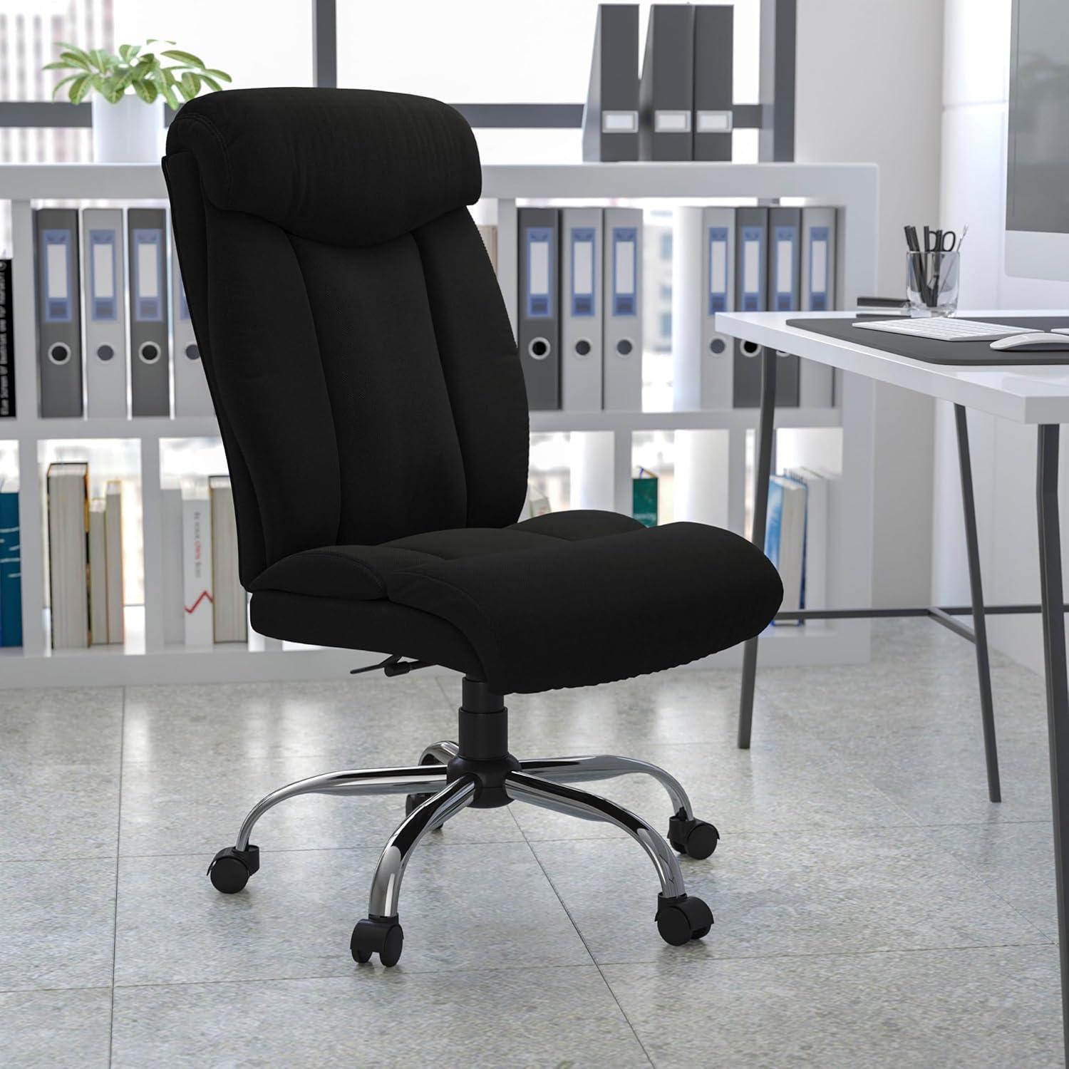 imageFlash Furniture Hercules Series Big ampamp Tall LeatherSoft Swivel Office Chair Ergonomic HighBack Executive Chair with Full Headrest Padded Seat BlackBlack Fabric