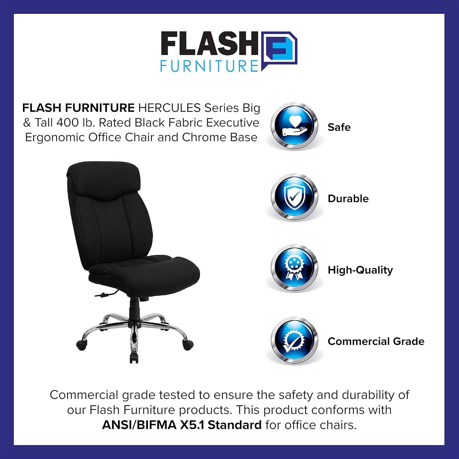 imageFlash Furniture Hercules Series Big ampamp Tall LeatherSoft Swivel Office Chair Ergonomic HighBack Executive Chair with Full Headrest Padded Seat BlackBlack Fabric