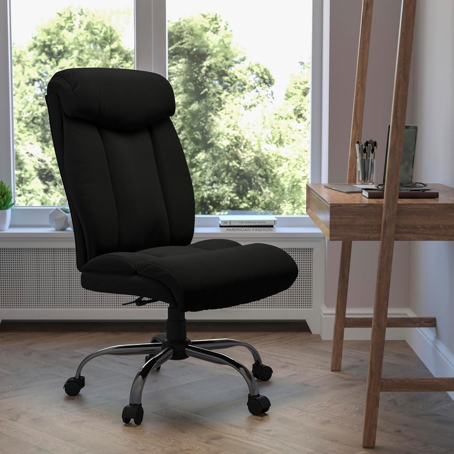 imageFlash Furniture Hercules Series Big ampamp Tall LeatherSoft Swivel Office Chair Ergonomic HighBack Executive Chair with Full Headrest Padded Seat BlackBlack Fabric