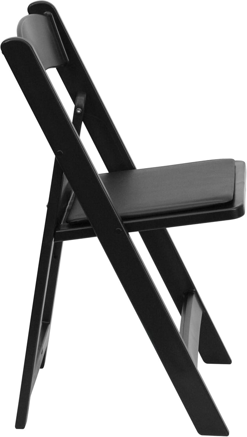 imageFlash Furniture Hercules Series Folding Chair White Resin Set of 4 800LB Weight Capacity Comfortable Event Chair Light Weight Folding ChairBlack