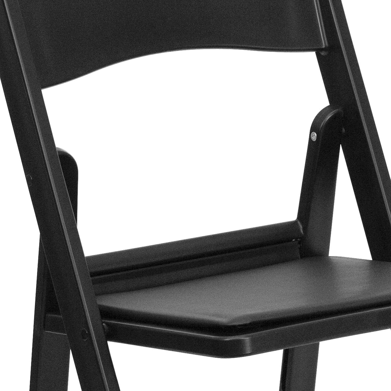 imageFlash Furniture Hercules Series Folding Chair White Resin Set of 4 800LB Weight Capacity Comfortable Event Chair Light Weight Folding ChairBlack
