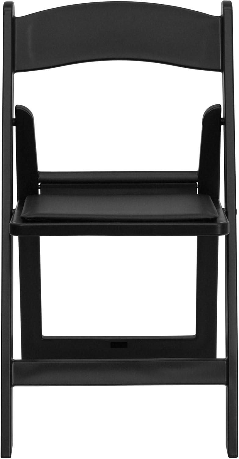 imageFlash Furniture Hercules Series Folding Chair White Resin Set of 4 800LB Weight Capacity Comfortable Event Chair Light Weight Folding ChairBlack