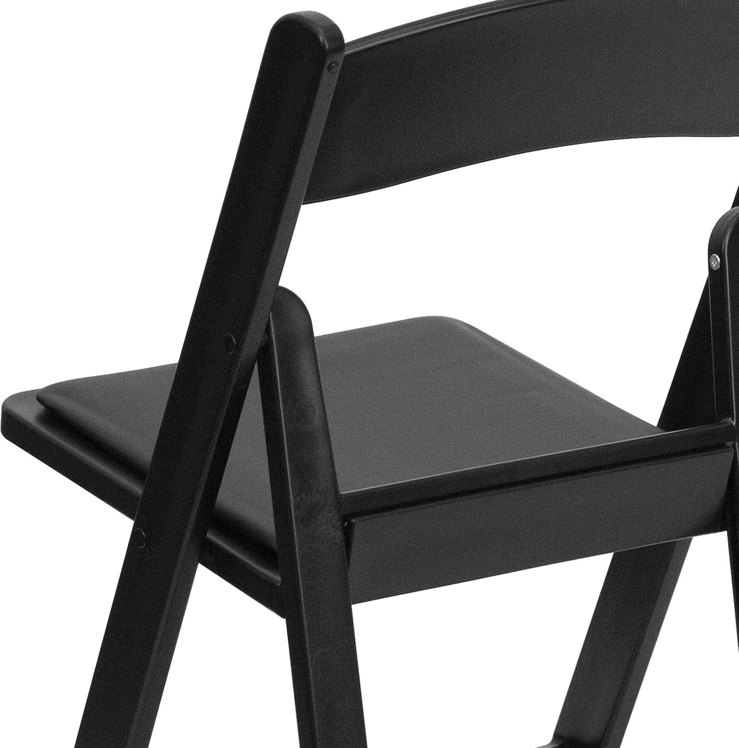 imageFlash Furniture Hercules Series Folding Chair White Resin Set of 4 800LB Weight Capacity Comfortable Event Chair Light Weight Folding ChairBlack