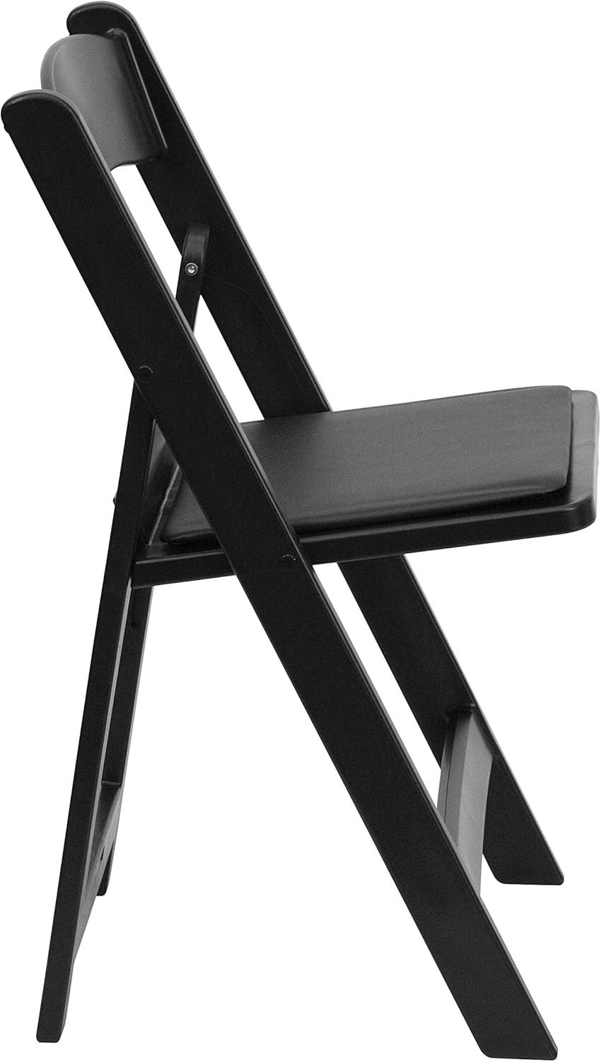 imageFlash Furniture Hercules Series Folding Chair White Resin Set of 4 800LB Weight Capacity Comfortable Event Chair Light Weight Folding ChairBlack