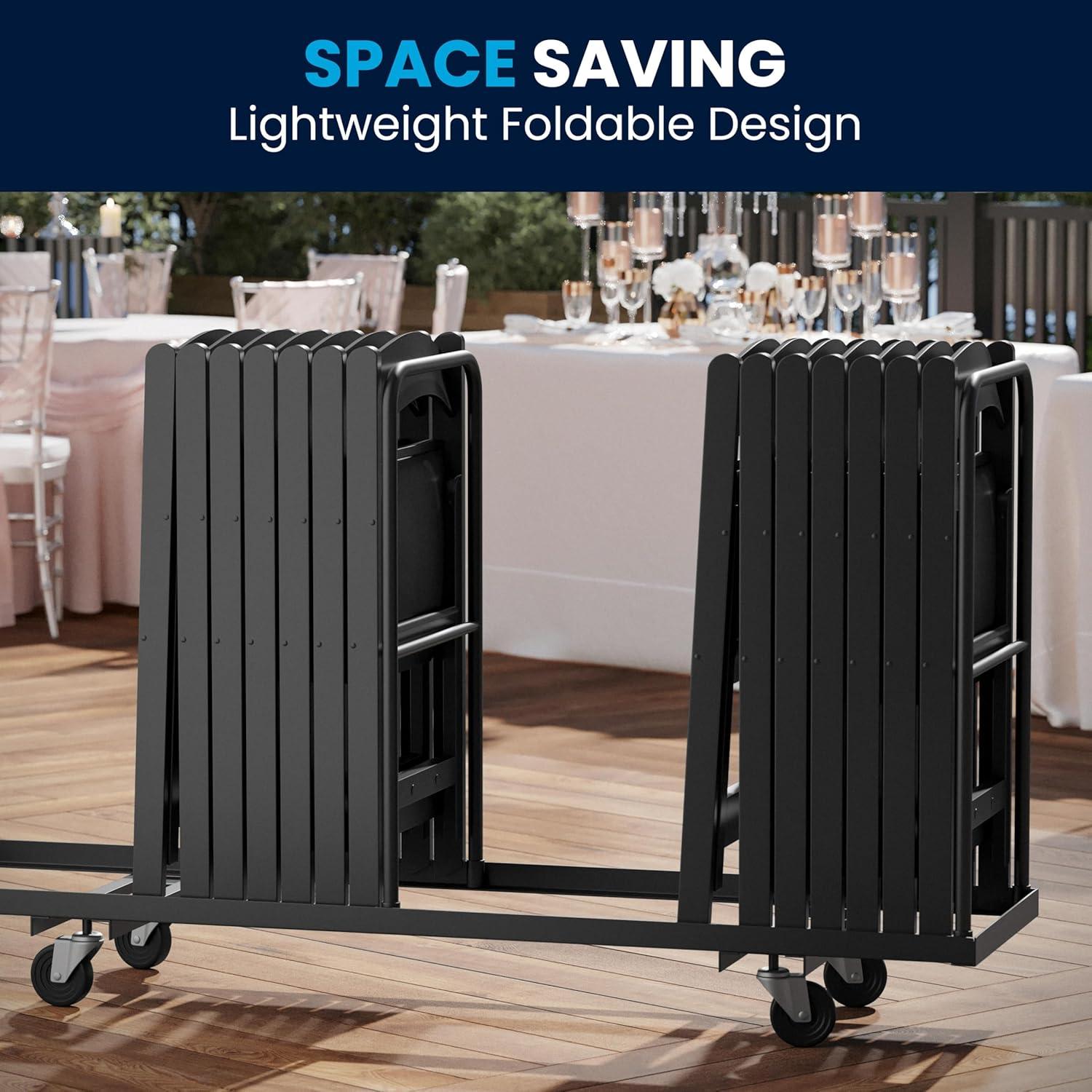 imageFlash Furniture Hercules Series Folding Chair White Resin Set of 4 800LB Weight Capacity Comfortable Event Chair Light Weight Folding ChairBlack