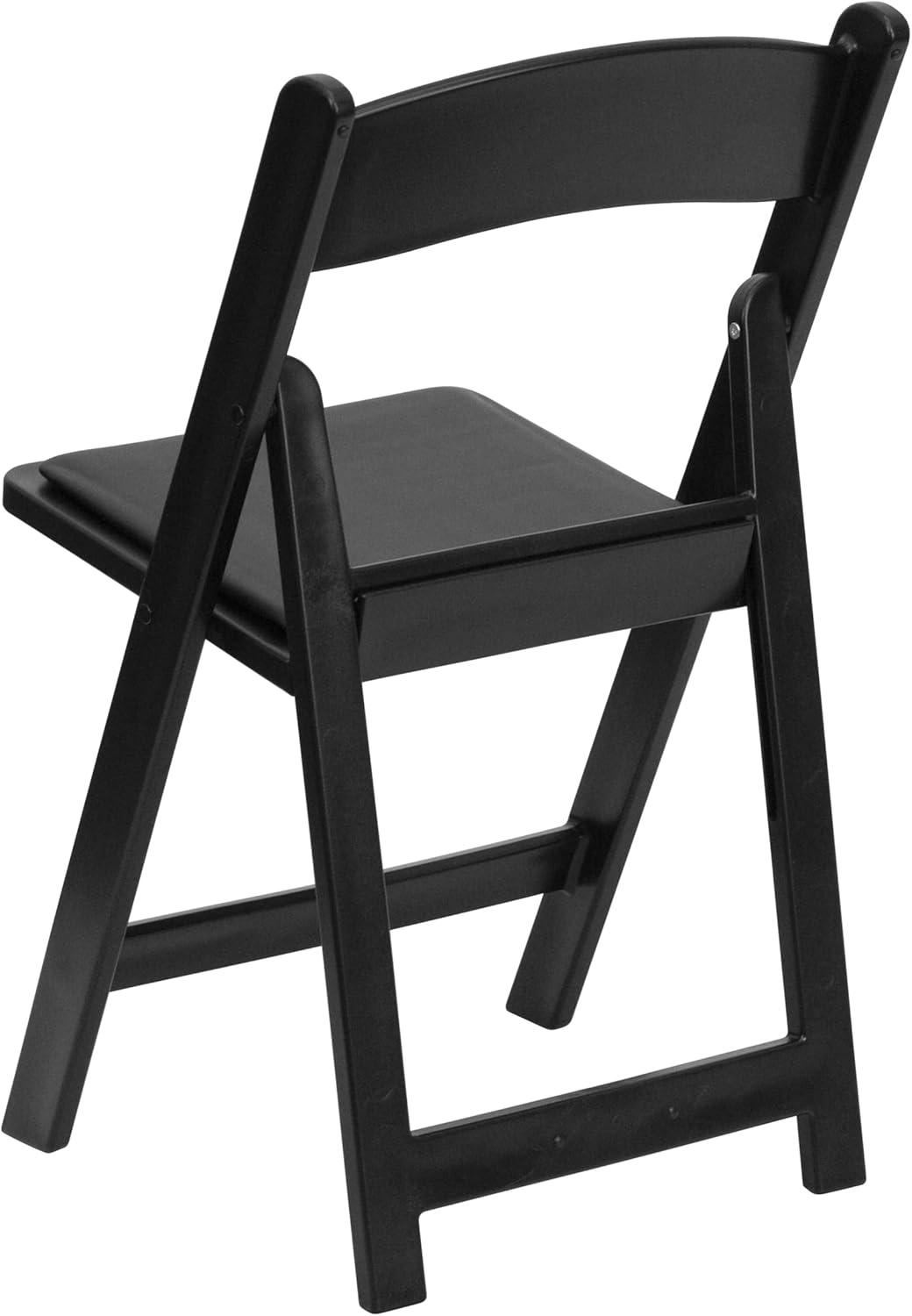 imageFlash Furniture Hercules Series Folding Chair White Resin Set of 4 800LB Weight Capacity Comfortable Event Chair Light Weight Folding ChairBlack