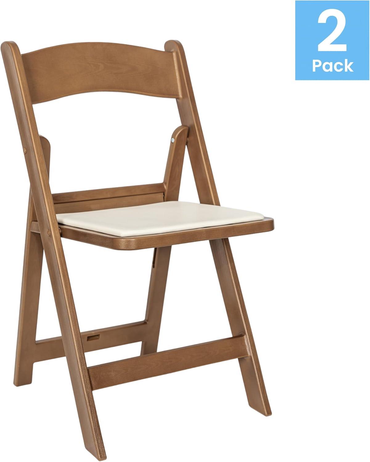 imageFlash Furniture Hercules Series Folding Chair White Resin Set of 4 800LB Weight Capacity Comfortable Event Chair Light Weight Folding ChairChestnut