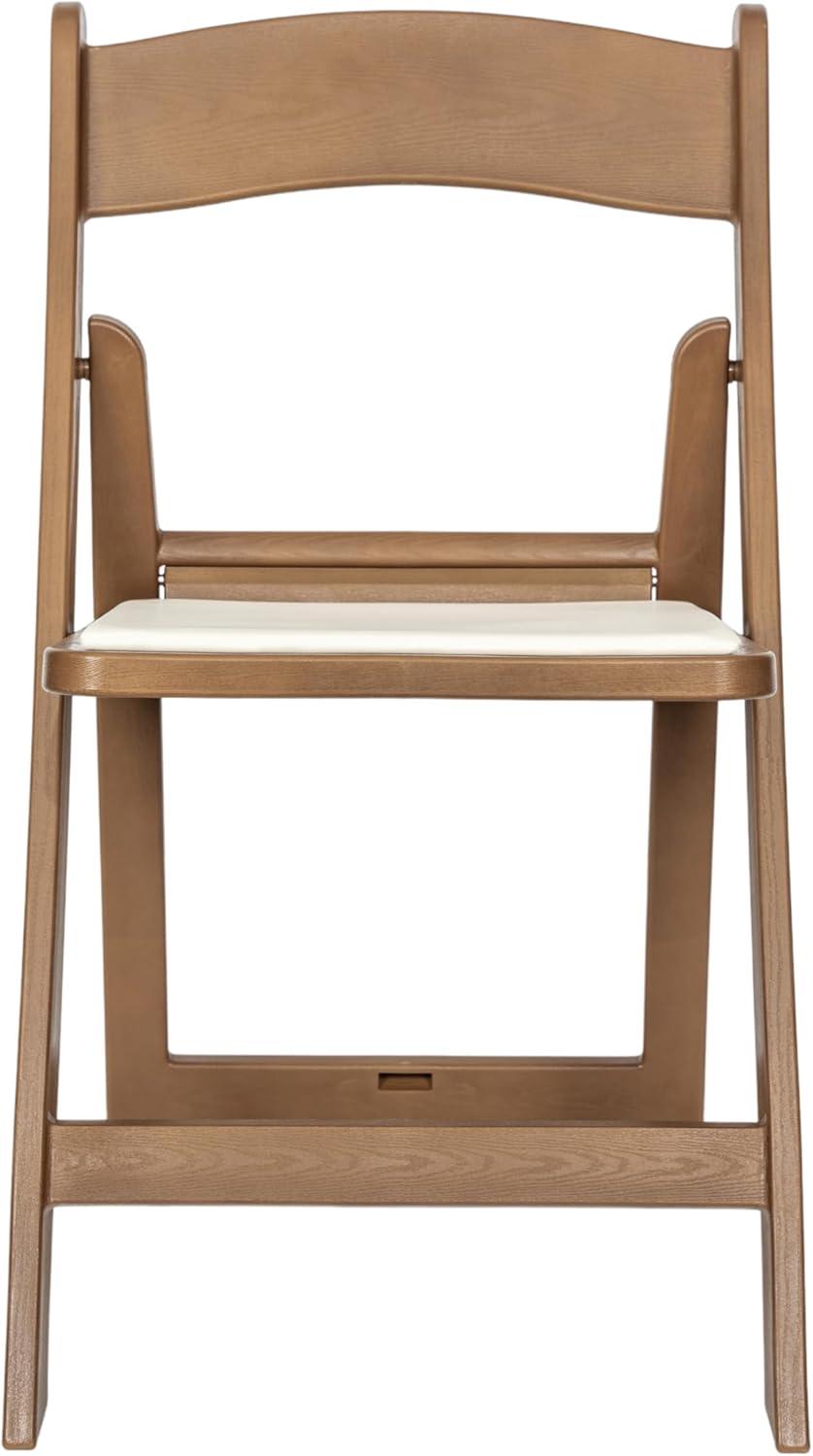 imageFlash Furniture Hercules Series Folding Chair White Resin Set of 4 800LB Weight Capacity Comfortable Event Chair Light Weight Folding ChairChestnut