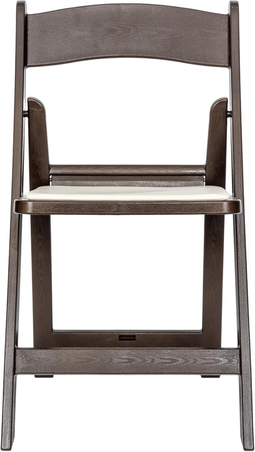 imageFlash Furniture Hercules Series Folding Chair White Resin Set of 4 800LB Weight Capacity Comfortable Event Chair Light Weight Folding ChairDark Brown