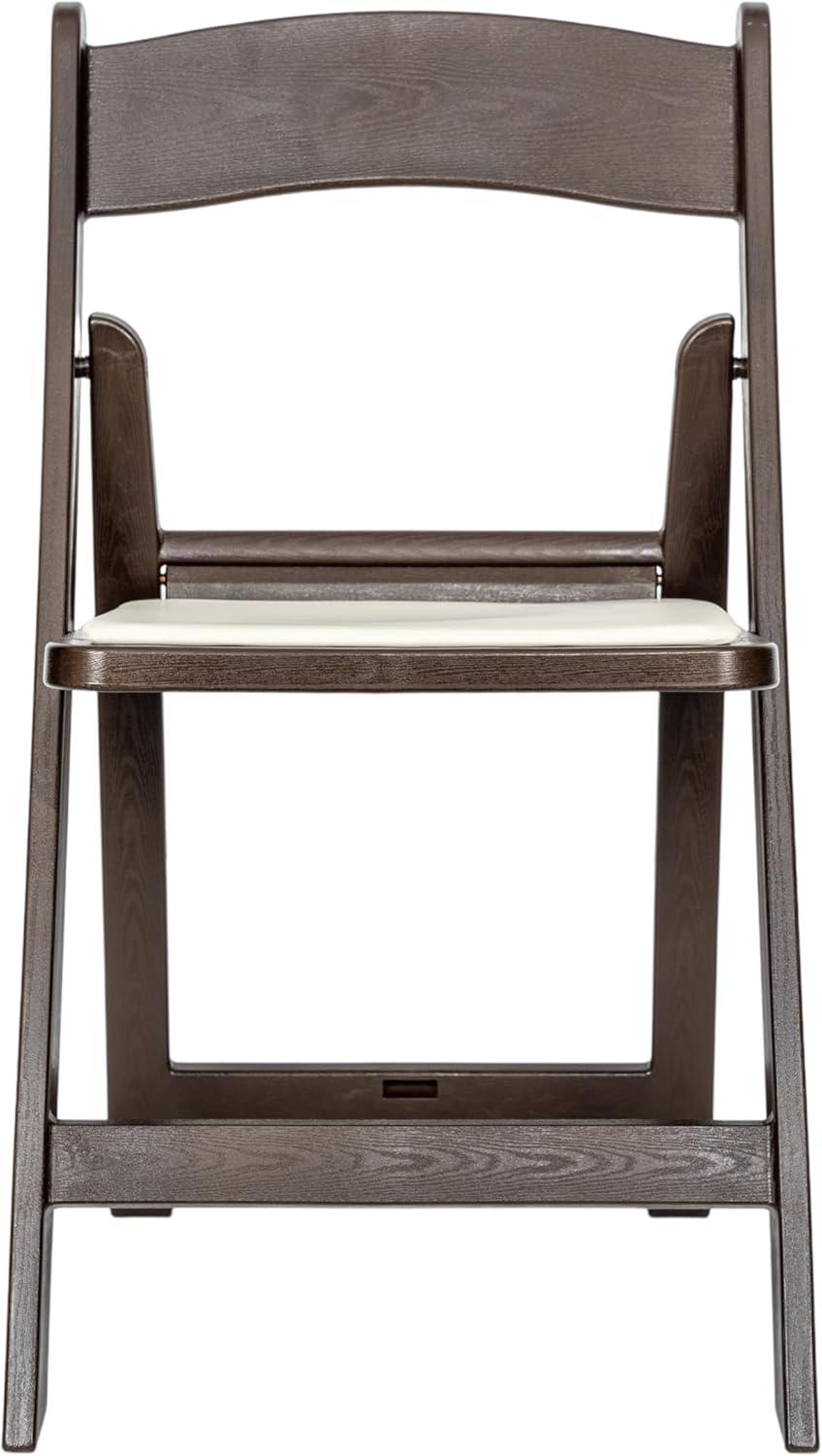 imageFlash Furniture Hercules Series Folding Chair White Resin Set of 4 800LB Weight Capacity Comfortable Event Chair Light Weight Folding ChairDark Brown