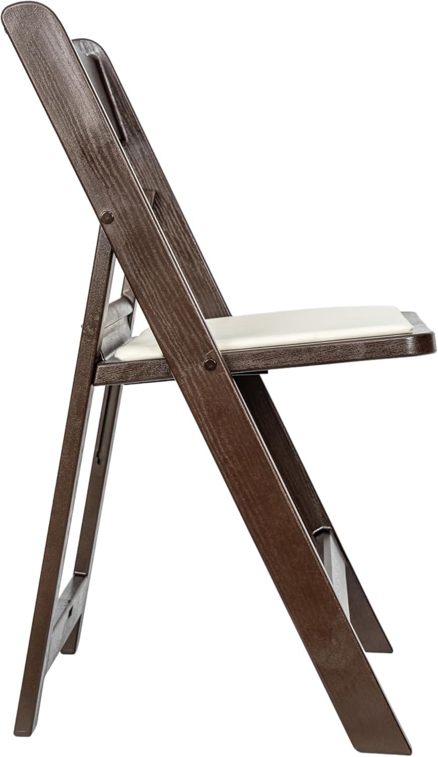 imageFlash Furniture Hercules Series Folding Chair White Resin Set of 4 800LB Weight Capacity Comfortable Event Chair Light Weight Folding ChairDark Brown