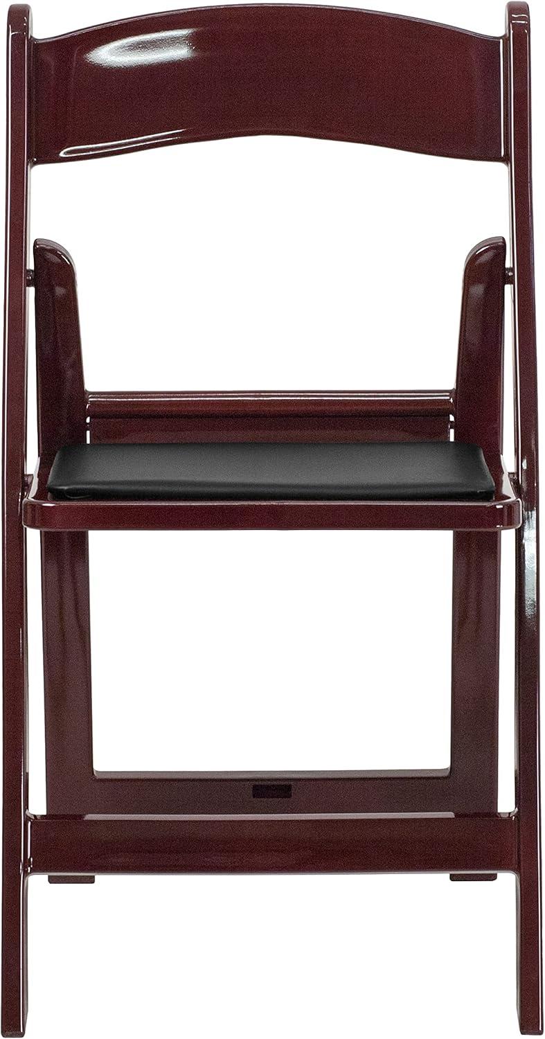 imageFlash Furniture Hercules Series Folding Chair White Resin Set of 4 800LB Weight Capacity Comfortable Event Chair Light Weight Folding ChairRed Mahogany